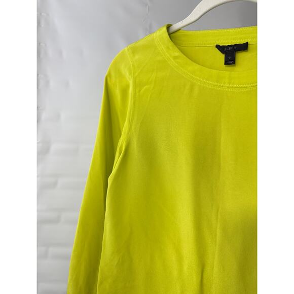 J. Crew 100% Silk Bright Green Round Pullover Blouse Women’s 0 Business - Picture 5 of 7